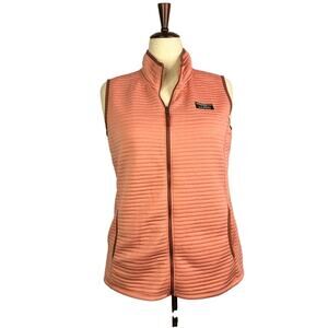 L.L. Bean Women’s large Quilted Fleece Vest Pink Zip Front Pockets Outdoor